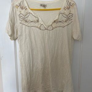 Lucky brand top with bronze beads
